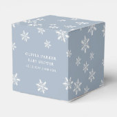 ほこりっぽいブルーボホ冬のスノーフレーク赤ちゃんシャワー フェイバーボックス (裏面サイド)