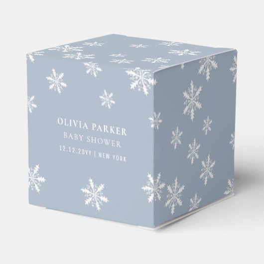 ほこりっぽいブルーボホ冬のスノーフレーク赤ちゃんシャワー フェイバーボックス (裏面サイド)