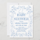 ほこりっぽいブルーボーイベビーシャワー 招待状 (正面)