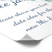 ほこりっぽいブルーマリンフローラ日付ジャーブライダルシャワー ポスター (角)