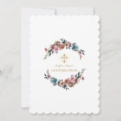 ほこりっぽいブルーミスティバラ花きらめく確認 招待状 (裏面)