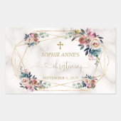 ほこりっぽいブルーミスティバラ花金ゴールド《キリスト教》洗礼式や命名式 長方形シール (正面)