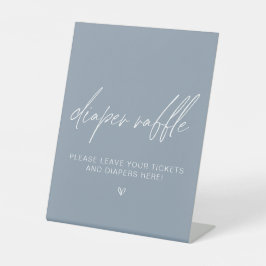 ほこりっぽいブルーミニマリストシャワーおむつラッフル 台座サイン