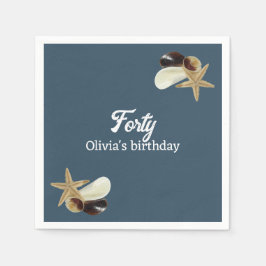 ほこりっぽいブルーミニマリスト沿岸40歳の誕生日 スタンダードカクテルナプキン