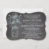 ほこりっぽいブルーメイソンジャール結婚カルボード 招待状 (正面)