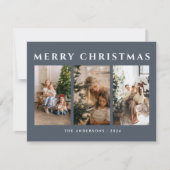 ほこりっぽいブルーメリークリスマスファミリーの写真 シーズンカード (正面)