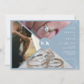 ほこりっぽいブルーモダンミニマル結婚リスト 招待状 (正面)