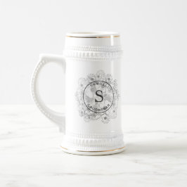 ほこりっぽいブルーモノグラムGroomsmen Beer Stein ビールジョッキ