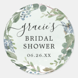 ほこりっぽいブルーユーカリプスエンベロープフェイスステッカー ラウンドシール