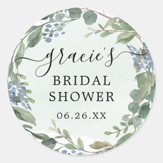 ほこりっぽいブルーユーカリプスエンベロープフェイスステッカー ラウンドシール (正面)