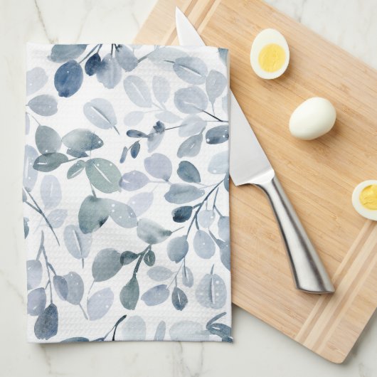 ほこりっぽいブルーユーカリプスクリスマスクッチンタオル キッチンタオル (四つ折り)