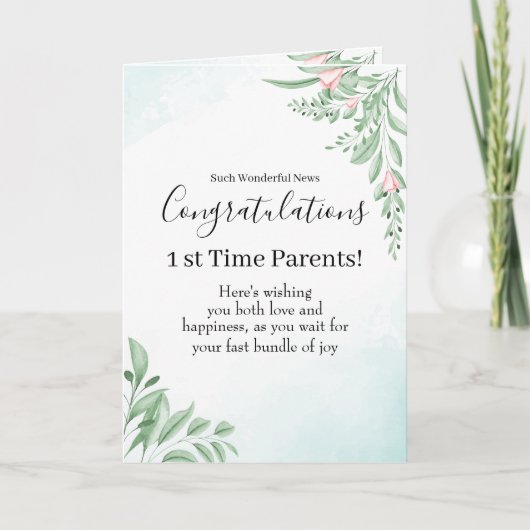 ほこりっぽいブルーユーカリ妊娠祝い カード (正面)