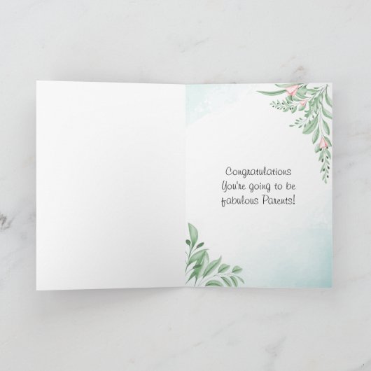 ほこりっぽいブルーユーカリ妊娠祝い カード (内部)
