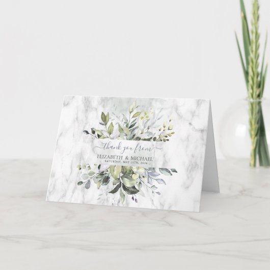 ほこりっぽいブルーユーカリ緑の多肉食ありがとう カード (正面)