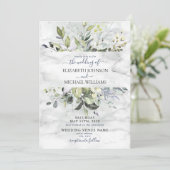 ほこりっぽいブルーユーカリ緑の大理石の写真 招待状 (スタンド正面)