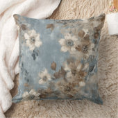 ほこりっぽいブルーライトブラウン素朴抽象芸術フローラ クッション (ブランケット)