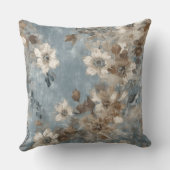 ほこりっぽいブルーライトブラウン素朴抽象芸術フローラ クッション (裏面)