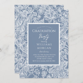 ほこりっぽいブルーラインアートワイルドフラワーズフローラ 招待状