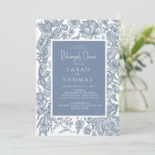 ほこりっぽいブルーラインアートワイルドフラワー 招待状 (スタンド正面)