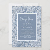 ほこりっぽいブルーラインアートワイルドフラワー 招待状 (正面)