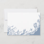 ほこりっぽいブルーラインアート花タイポグラフィフローラ 出欠カード (裏面)