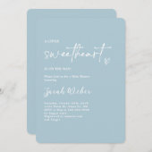 ほこりっぽいブルーリトルスウィートベビーシャワーボーイ 招待状 (正面/裏面)