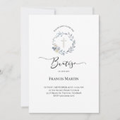 ほこりっぽいブルーリースウォーターカラーバウティゾ招待状 招待状 (正面)