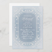 ほこりっぽいブルーロマンチックなヴィンテージリハーサルのディナー 招待状 (正面/裏面)