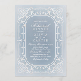 ほこりっぽいブルーロマンチックなヴィンテージリハーサルのディナー 招待状