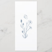 ほこりっぽいブルーワイルドフラワーと蝶のメニューカード メニュー (裏面)