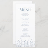 ほこりっぽいブルーワイルドフラワーと蝶のメニューカード メニュー (正面/裏面)