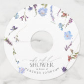 ほこりっぽいブルーワイルドフラワーウォーターブライダルシャワー ワイングラスタグ (裏面)