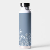 ほこりっぽいブルーワイルドフラワーガーデンモノグラム名 ウォーターボトル (左面)
