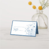 ほこりっぽいブルーワイルドフラワーフローラ植物学モダン プレイスカード (正面)