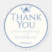 ほこりっぽいブルーワイルドフラワーブライダルシャワーありがとう ラウンドシール (正面)