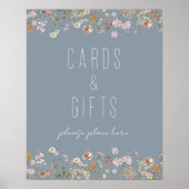 ほこりっぽいブルーワイルドフラワーブライダルシャワーカードギフト ポスター (正面)