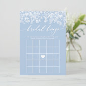 ほこりっぽいブルーワイルドフラワーブライダルシャワービンゴゲーム 招待状 (スタンド正面)