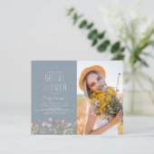 ほこりっぽいブルーワイルドフラワーブライダルシャワー招待 (スタンド正面)