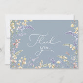 ほこりっぽいブルーワイルドフラワーベビーシャワー サンキューカード (正面)