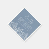 ほこりっぽいブルーワイルドフラワーボホベイビーシャワー開花 スタンダードカクテルナプキン (角)