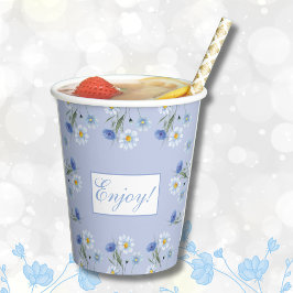 ほこりっぽいブルーワイルドフラワーボホベイビーシャワー 紙コップ