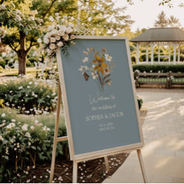 ほこりっぽいブルーワイルドフラワーボホ結婚のウェルカムポスター ポスター