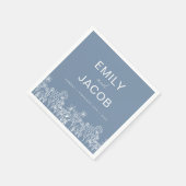 ほこりっぽいブルーワイルドフラワーボホ結婚の開花 スタンダードカクテルナプキン (角)