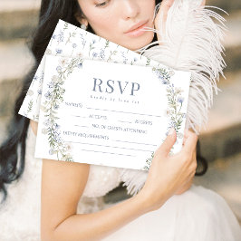 ほこりっぽいブルーワイルドフラワー庭園の結婚式RSVPカード 出欠カード