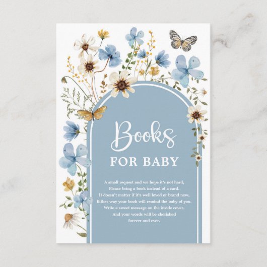ほこりっぽいブルーワイルドフラワー牧草地男の赤ちゃん エンクロージャーカード (正面)