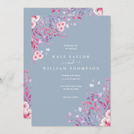 ほこりっぽいブルーワイルドフラワー結婚ズフローラ 招待状