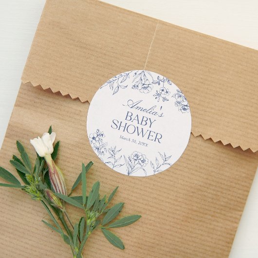 ほこりっぽいブルーヴィンテージチノイスリーベビーシャワー ラウンドシール