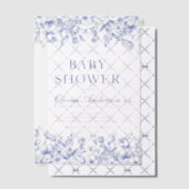 ほこりっぽいブルーヴィンテージフローラチノイスリー赤ちゃんシャワー ベラム紙招待状 (オフセット (招待状))