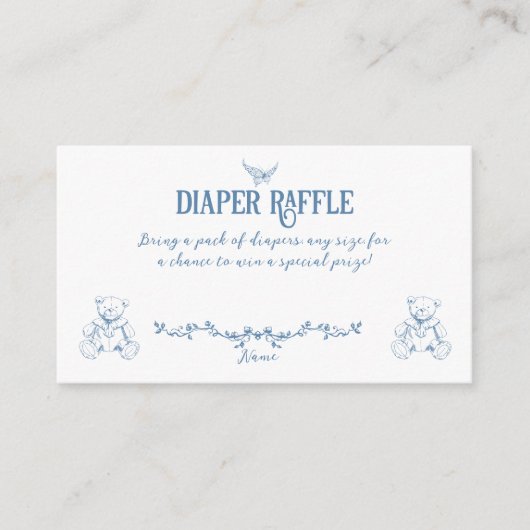 ほこりっぽいブルーヴィンテージフローラナースベビーシャワーオムツ エンクロージャーカード (正面)