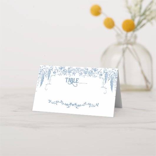 ほこりっぽいブルーヴィンテージフローラナースベビーシャワーゲーム プレイスカード (正面)